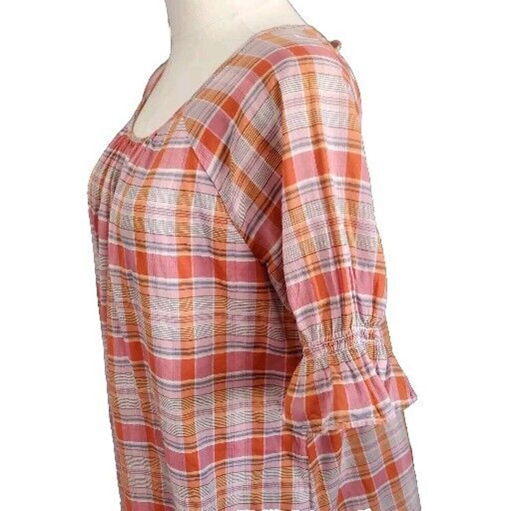Madewell Plaid Ruffle-Sleeve Popover Mini Dress Small AO279 - Picture 4 of 7